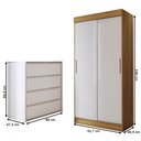 Ver imagem 4 de Guarda-roupa Solteiro Sirius 2 Portas 2 Gavetas e Cômoda 4 Gavetas - Panorama Móveis