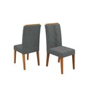 Ver imagem 3 de Conjunto Kit com 6 Cadeiras Estofadas para Sala de Jantar Yasmin MDF Freijó Linho Granito DJ Móveis