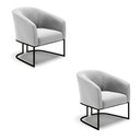 Ver imagem 1 de Kit 2 Poltronas Stella Suede Cinza Base Industrial Preto - D’Rossi