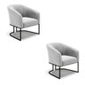 Kit 2 Poltronas Stella Suede Cinza Base Industrial Preto - D'rossi Drossi - 1