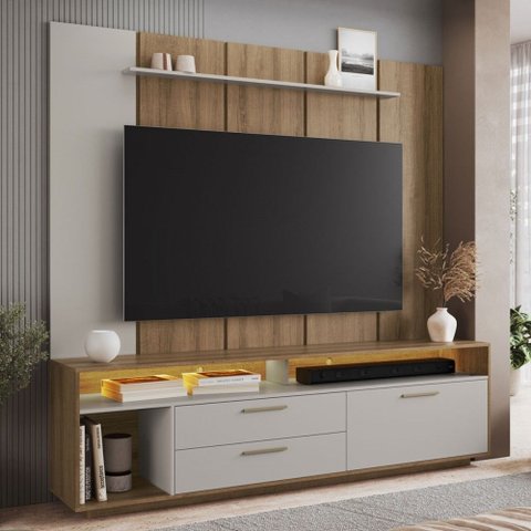 Estante para Tv até 75 Polegadas Reims 1 Porta 2 Gavetas com Led Arenas - Art In Móveis