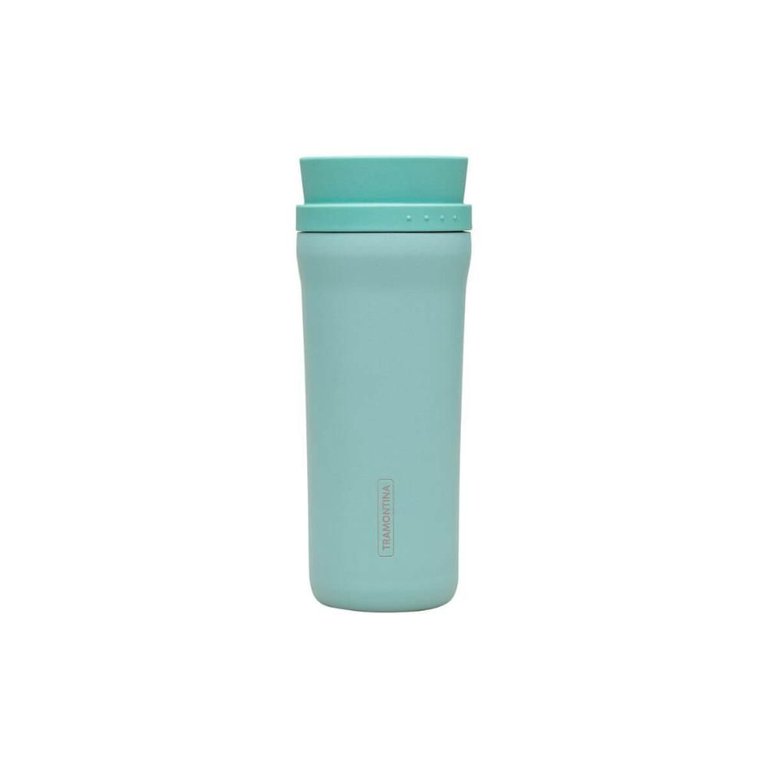 Copo Térmico Inox Tramontina 460ml Verde Bocal 360° Quente Frio Garrafa Café Bebida Copo Térmico Inox Tramontina 460ml Verde Bocal 360° Quente Frio Garrafa Café Bebida