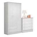 Ver imagem 1 de Conjunto Infantil Doce Sonho Guarda-roupa 3 Portas e Cômoda 4 Gavetas Mdp 93cm Branco Qmovi
