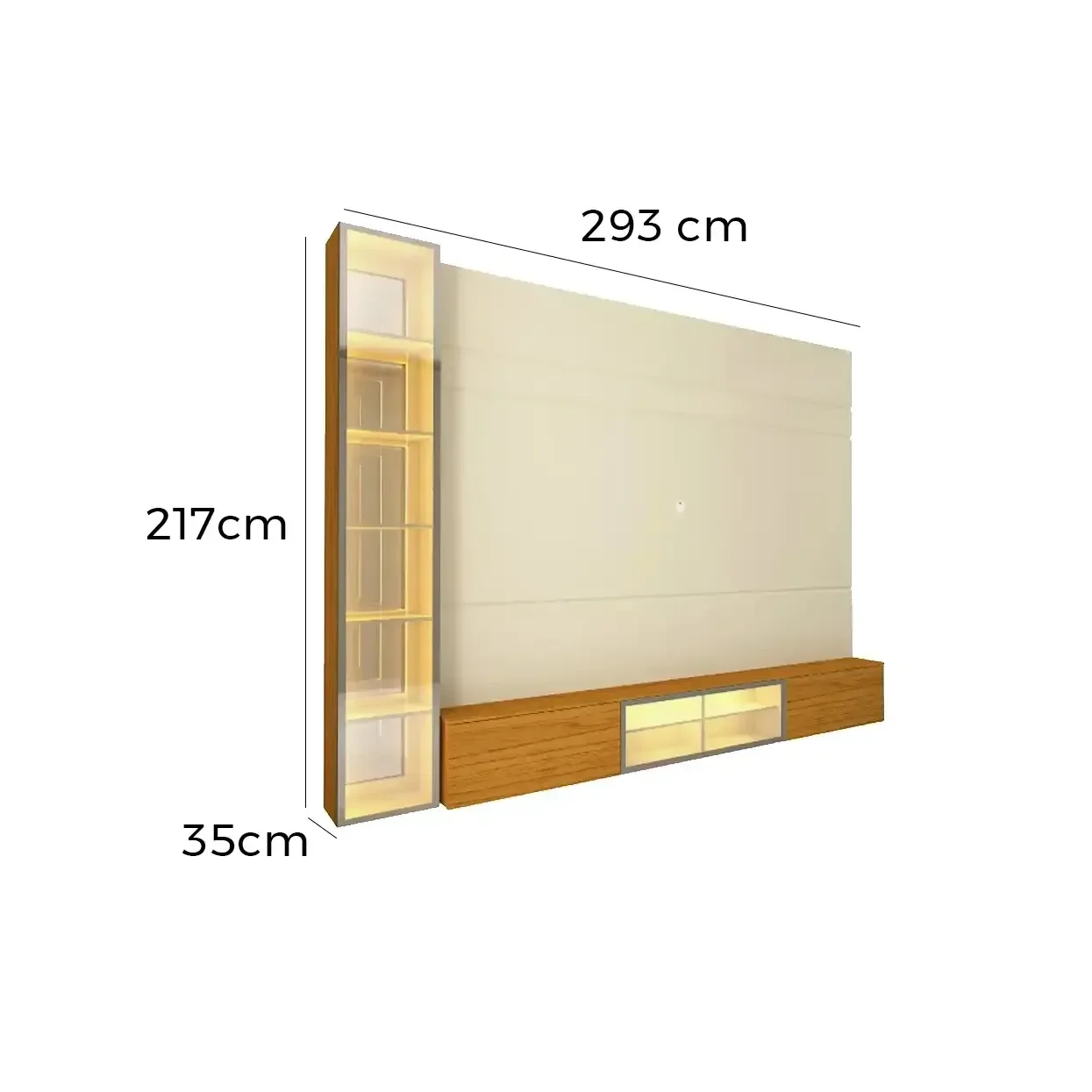 Painel Luminare para Tv até 85 Polegadas com Led 4 Portas Gelius Cor Off White Naturale - 2