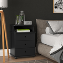 Ver imagem 1 de Mesa de Cabeceira com 3 Gavetas e Nicho Luxo New I - Preto