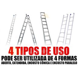 Escada Extensiva 6 Degraus Trava Resistente Alumínio 2,6M - 4