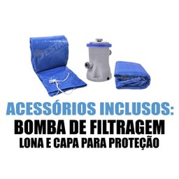 Piscina Inflável 11000 Litros + Bomba de Filtragem 220v + Bomba de Ar - 4