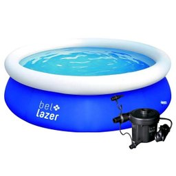 Piscina Inflável Redonda Azul 2500 Litros + Bomba de Ar Elétrica - 1