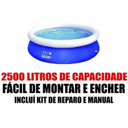 Piscina Inflável Redonda Azul 2500 Litros + Bomba de Ar Elétrica - 2