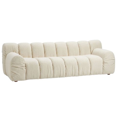 Sofá 4 Lugares para Sala de Estar Living 230 cm Gomo Bouclé Off White - Nexta Casa