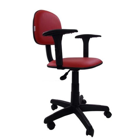 Cadeira Secretaria Giratoria Polo com Braco Regulavel - Couro SinteticoCorano - Vermelho