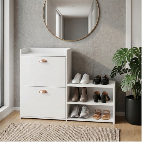 Sapateira Daniela 114cm Organizador de Calçados MDP 6 Pés Quarto Closet Hall - Branco