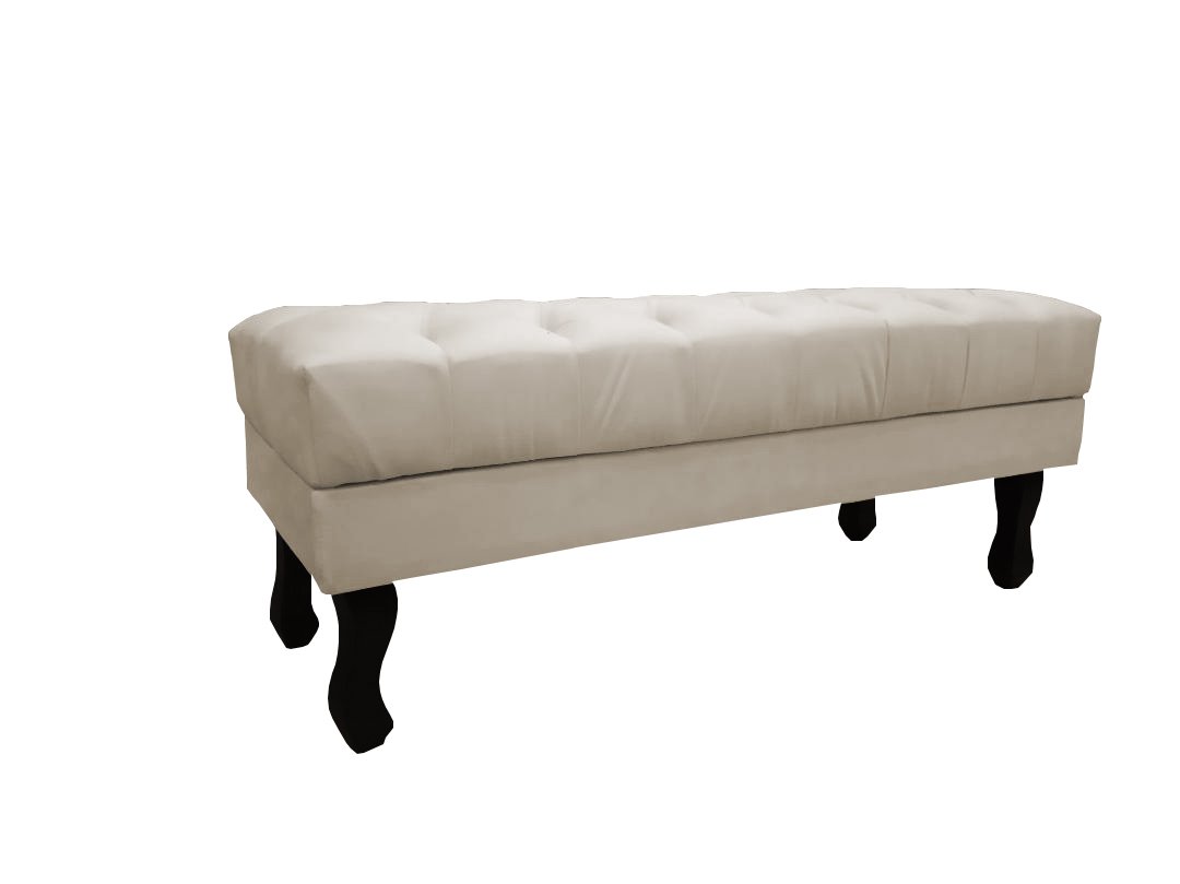 Recamier Baú Luis Xv Capitonê Retrô 100 cm Suede Bege Mz Decor - 3