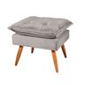 Kit Poltrona e Puff Decorativo Delhi Vamfer Estofados Dehli Suede Cinza Claro - 4