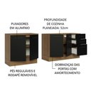 Ver imagem 4 de Kit com 2 Balcões de Cozinha Madesa Agata 3 Gavetas 4 Portas (Sem Tampo e Pia) Rustic/Preto