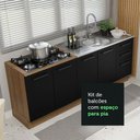 Ver imagem 7 de Kit com 2 Balcões de Cozinha Madesa Agata 3 Gavetas 4 Portas (Sem Tampo e Pia) Rustic/Preto