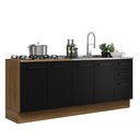 Ver imagem 3 de Kit com 2 Balcões de Cozinha Madesa Agata 3 Gavetas 4 Portas (Sem Tampo e Pia) Rustic/Preto