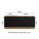 Ver imagem 5 de Kit com 2 Balcões de Cozinha Madesa Agata 3 Gavetas 4 Portas (Sem Tampo e Pia) Rustic/Preto