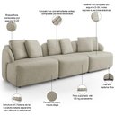 Ver imagem 3 de Sofá 4 Lugares para Sala de Estar Living 288cm Arlo F04 Veludo Bege - Lyam Decor