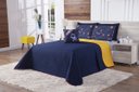 Ver imagem 1 de kit cobre leito astronauta casal queen 7 pçs azul e amarelo