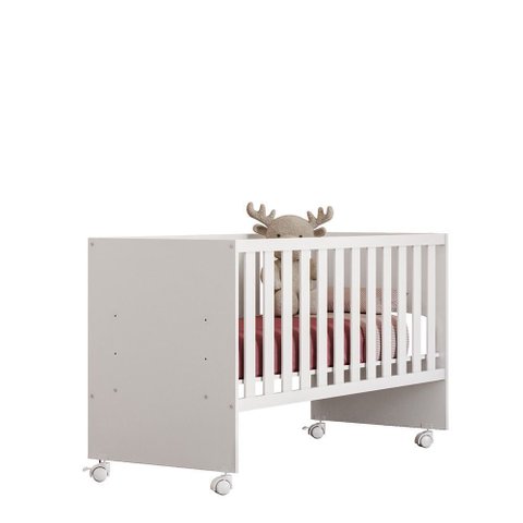 Berço Infantil com Colchão Doce Sonho 3540 com Rodizios Branco Qmovi Probel