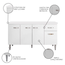 Ver imagem 3 de Balcão Gabinete para Pia Gabriela 150mt 4 Portas 1 Gaveta com Tampo Branco Ajl