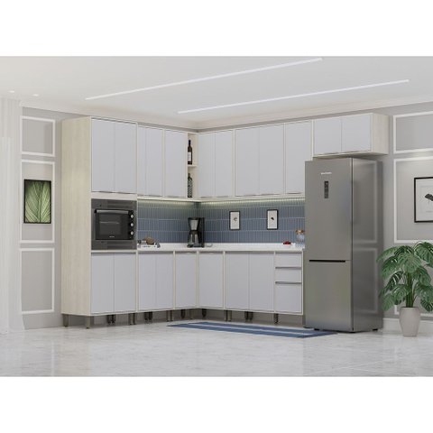 Cozinha Modulada Completa 10 Peças com Tampo Art Luciane Móveis