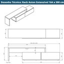 Ver imagem 5 de Rack Veneza Univ Extensível 164 Cm a 300 Cm Laca Cinza Claro Off White Acetinada