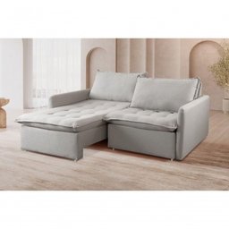 Sofá Retrátil Cama Califórnia para Sala Cor:linho Cinza Claro 101 - 8 Sofá Retrátil Cama Califórnia para Sala Cor:linho Cinza Claro 101 - 8