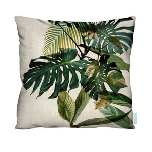 Capa de Almofada Decorativa Folhagem Verde para Sofá 100% Algodão - 45x45cm