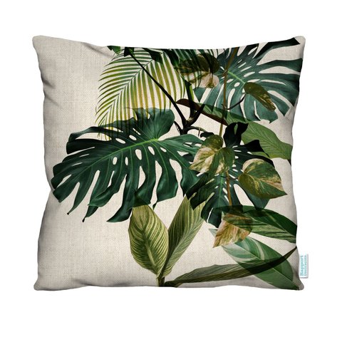 Capa de Almofada Decorativa Folhagem Verde para Sofá 100% Algodão - 45x45cm