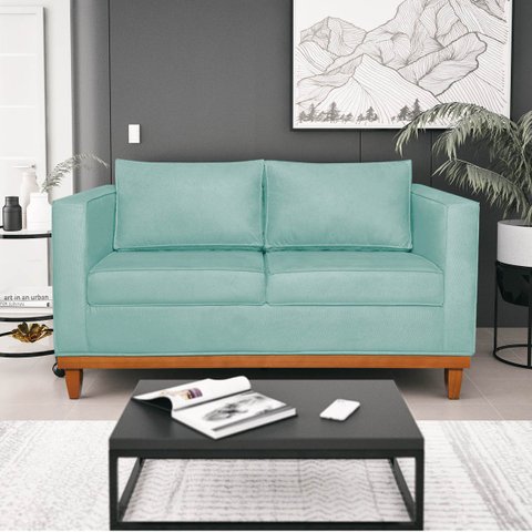 Sofá 3 Lugares Europa 180 cm Estilo Conforto e Elegância Suede Azul Tiffany - ADJ Decor