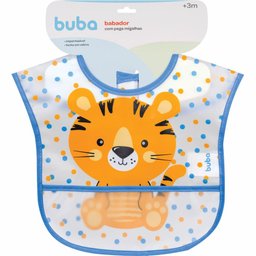 Babador Com Bolso Pega Migalhas Tigrinho Buba Azul - 5