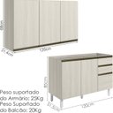 Ver imagem 3 de Armario Aereo Balcao Pia 120 Cm Mdf Kali Bianco Toq Bianco Toq Nicioli