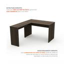 Ver imagem 4 de Escrivaninha em L Mesa de Escritório 150x120cm Studio Nogueira Marrom/Lamina