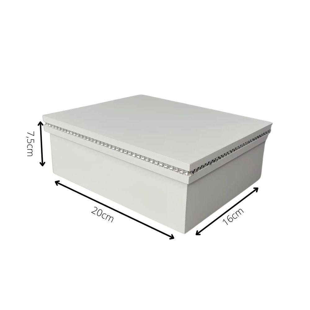 Caixa Personalizada com Strass 100% Mdf (20x16x7,5) Branco - 6