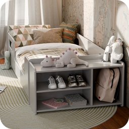 Mini Cama Infantil Montessoriana Aconchego com Nicho:cinza - 4