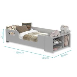 Mini Cama Infantil Montessoriana Aconchego com Nicho:cinza - 6