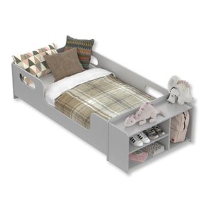 Mini Cama Infantil Montessoriana Aconchego com Nicho:cinza