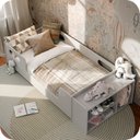 Ver imagem 3 de Mini Cama Infantil Montessoriana Aconchego com Nicho Cinza