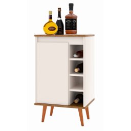 Aparador Buffet Adega Madri com Porta Pés Palito Retrô - Off White/freijó - 1