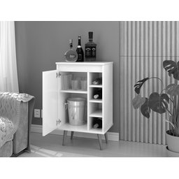 Aparador Buffet Adega Madri com Porta Pés Palito Retrô - Off White/freijó - 3
