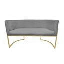 Ver imagem 2 de Kit Namoradeira + 2 Poltronas Decorativa Luana Suede Cinza Base Dourarada Ms Decor