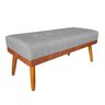 Banco Estofado Roma 120cm Courissimo Nozes/linho Cinza - Inova Decorações - 1