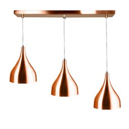 Lustre Pendente Gota Triplo Base Retangular Cobre - 2