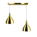 Ver imagem 2 de Lustre Pendente Gota Duplo Base Retangular Dourado