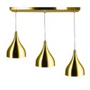 Ver imagem 2 de Lustre Pendente Gota Triplo Base Retangular Dourado
