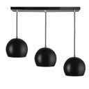 Ver imagem 2 de Lustre Pendente Bola Triplo Base Retangular Preto/Cobre