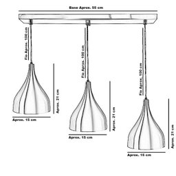 Lustre Pendente Gota Triplo Base Retangular Preto - 3