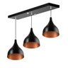 Lustre Pendente Gota Triplo Base Retangular Preto/Cobre - 1